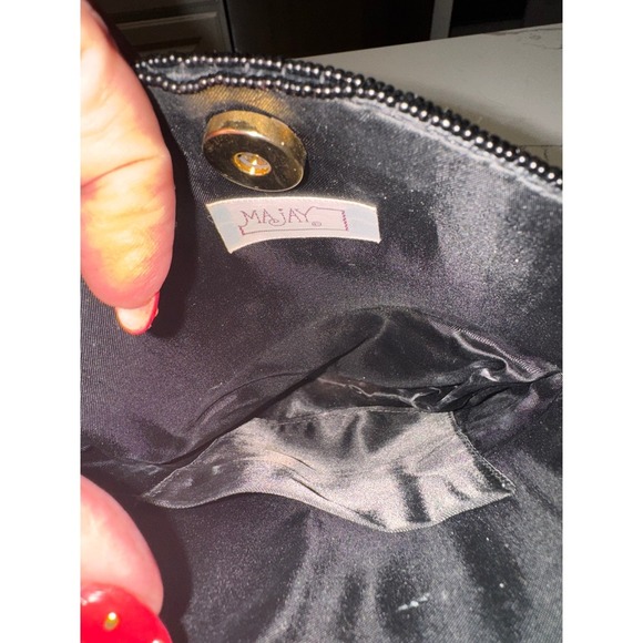 Majay Beaded Evening Bag Purse Black Red Gold Abstract Party Cocktail Vintage - Picture 4 of 6